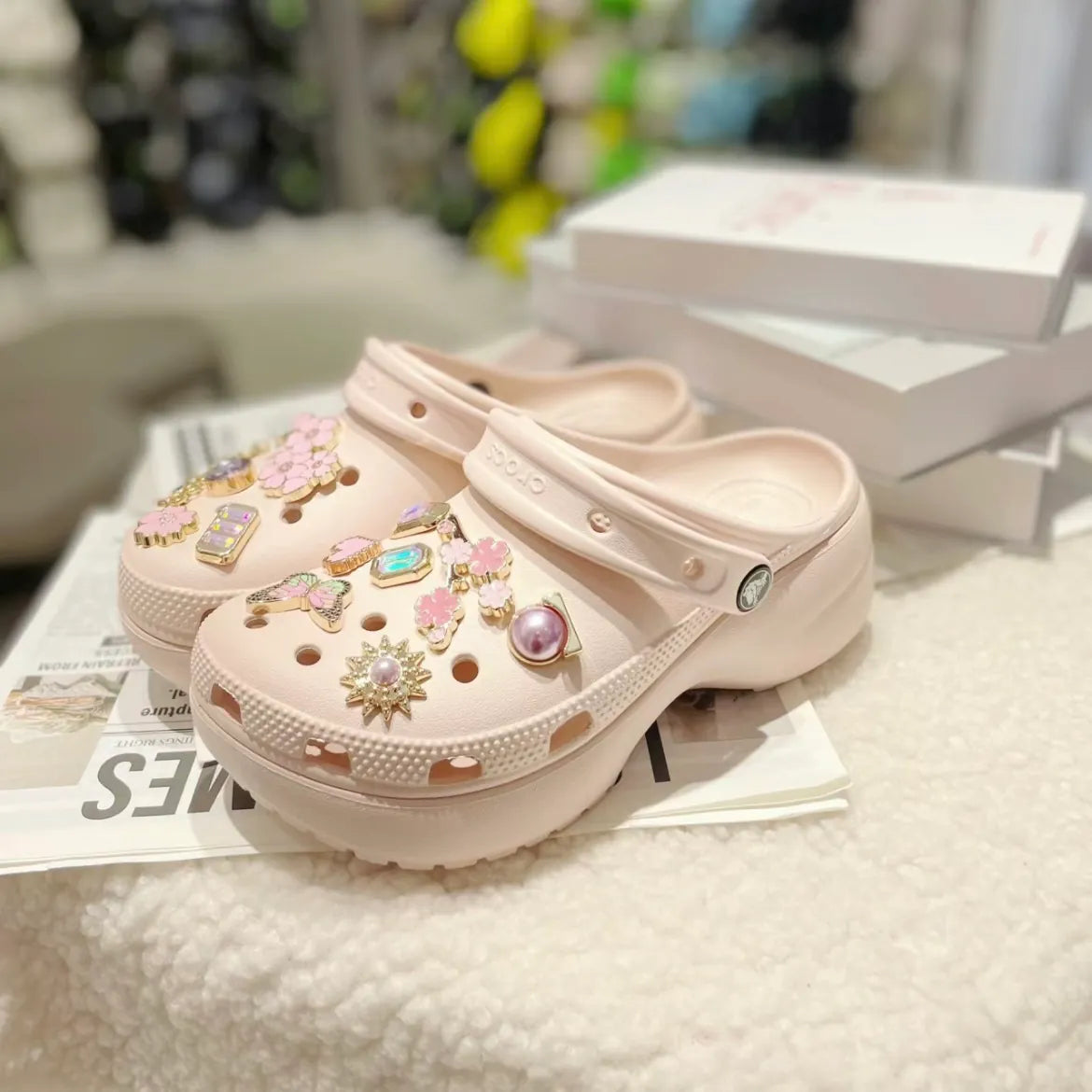 CROCS CLASSIC PLATFORM CLOG | PALE PINK ( 雲朵 )