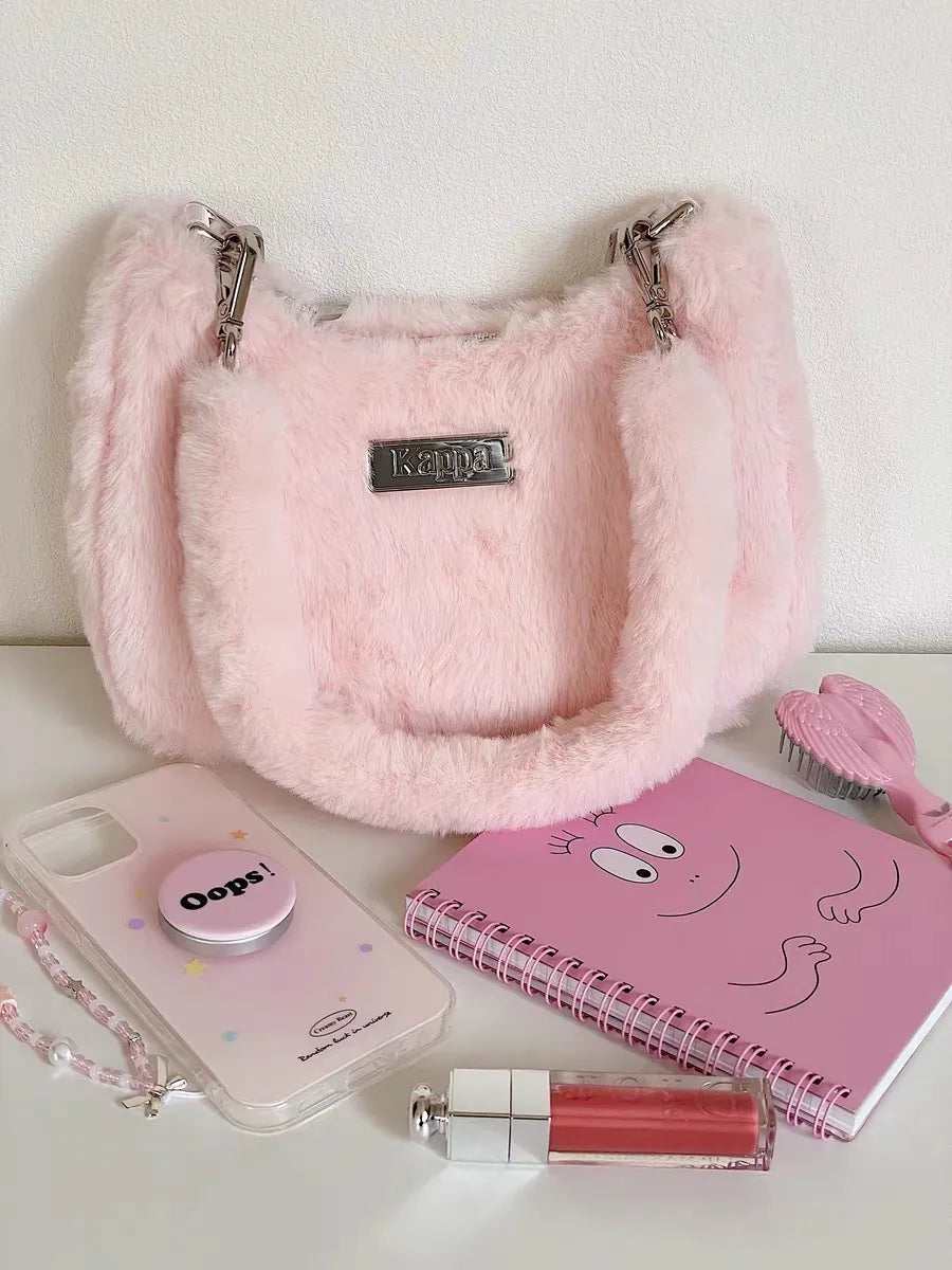 KAPPA FUR SHOULDER BAG | PINK ( 滑面毛毛 )