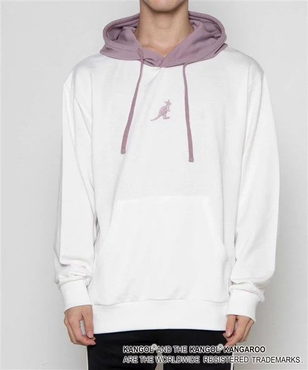 KANGOL SMALL LOGO HOODIE | WHITE PURPLE