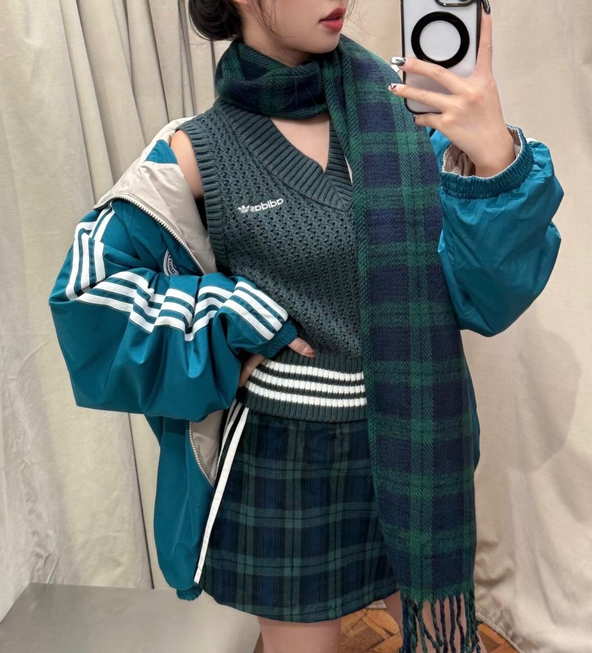 ADIDAS PLAID SCARF